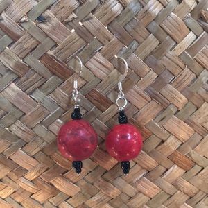 Coral Rounds Earrings with Sterling Silver Earwire